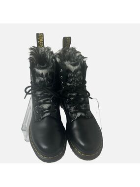 DR MARTENS Women’s Leather Serena 1460 Faux Fur Combat Boots Air Wair Black 7US
